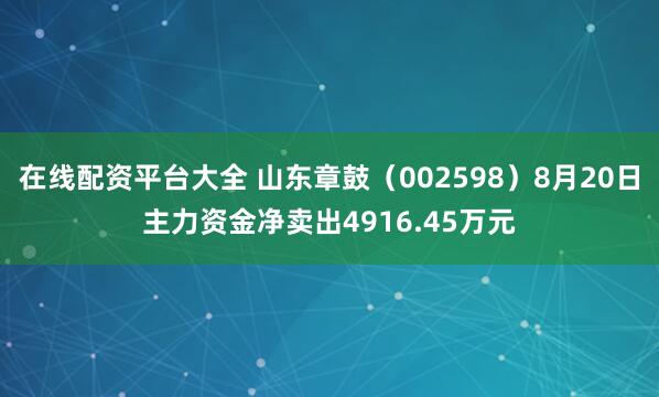 在线配资平台大全 山东章鼓（002598）8月20日主力资金净卖出4916.45万元